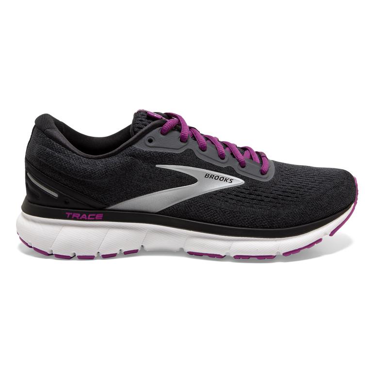 Brooks TRACE Adaptive Road Running Shoes Womens Sale - Ebony/Black/Wood Violet/Purple (UNJ538127)